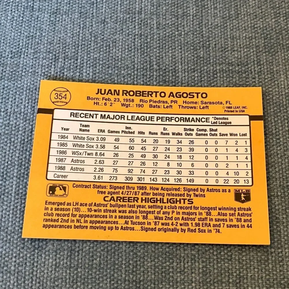 1989 Donruss Houston Astros Baseball Card Trading Card